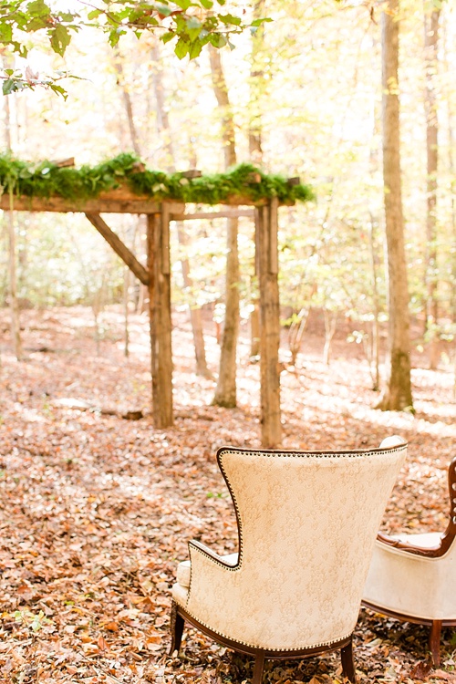 Enchanting Fall forest wedding at Stevenson's Ridge captured by Bethanne Arthur Photography with specialty and vintage rentals by Paisley & Jade 