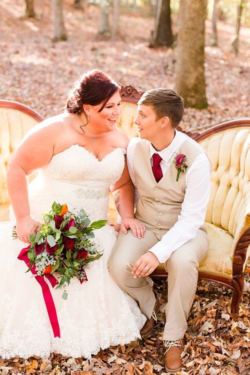 Enchanting Fall forest wedding at Stevenson's Ridge captured by Bethanne Arthur Photography with specialty and vintage rentals by Paisley & Jade 