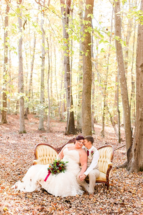 Enchanting Fall forest wedding at Stevenson's Ridge captured by Bethanne Arthur Photography with specialty and vintage rentals by Paisley & Jade 