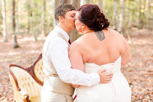 Enchanting Fall forest wedding at Stevenson's Ridge captured by Bethanne Arthur Photography with specialty and vintage rentals by Paisley & Jade 