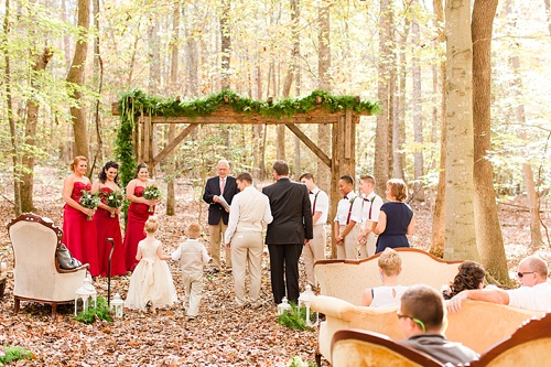 Enchanting Fall forest wedding at Stevenson's Ridge captured by Bethanne Arthur Photography with specialty and vintage rentals by Paisley & Jade 