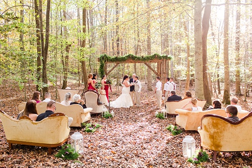 Enchanting Fall forest wedding at Stevenson's Ridge captured by Bethanne Arthur Photography with specialty and vintage rentals by Paisley & Jade 