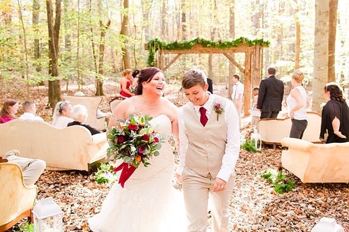 Enchanting Fall forest wedding at Stevenson's Ridge captured by Bethanne Arthur Photography with specialty and vintage rentals by Paisley & Jade 