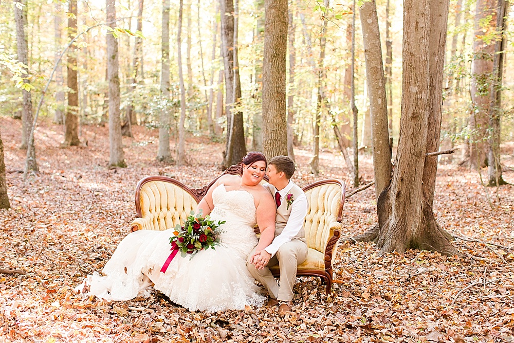 Enchanting Fall forest wedding at Stevenson's Ridge captured by Bethanne Arthur Photography with specialty and vintage rentals by Paisley & Jade