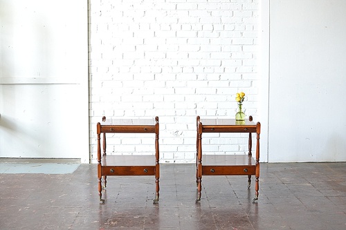 Vintage Teak End Tables available for rent by Paisley & Jade 