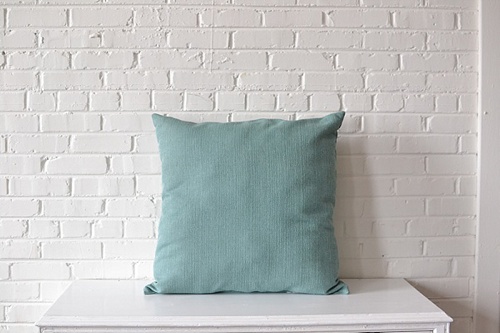 Oversized Light Blue Square Pillow available for rent by Paisley & Jade 