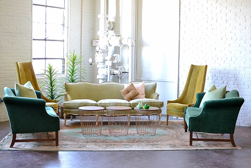 Pantone Color of the Year Inspired Vintage Lounge at Highpoint and Moore by Paisley & Jade