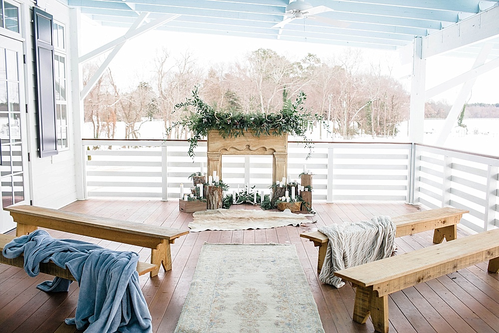 Winter boho chic styled shoot at Upper Shirley Vineyards with specialty rentals by Paisley & Jade