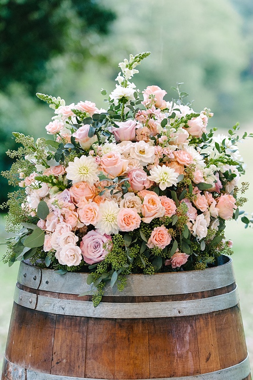 Pretty pink and white outdoor wedding at Prospect Hill Plantation with specialty rentals by Paisley & Jade 