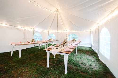 Pretty pink and white outdoor wedding at Prospect Hill Plantation with specialty rentals by Paisley & Jade 