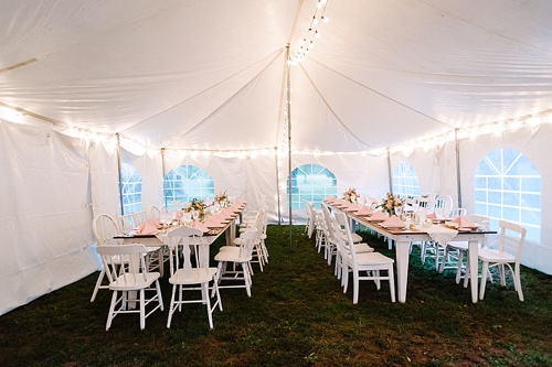 Pretty pink and white outdoor wedding at Prospect Hill Plantation with specialty rentals by Paisley & Jade 