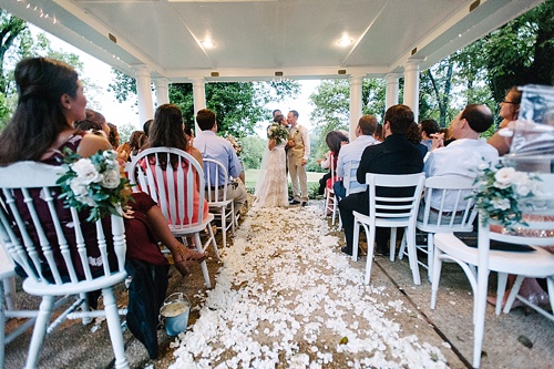 Pretty pink and white outdoor wedding at Prospect Hill Plantation with specialty rentals by Paisley & Jade 