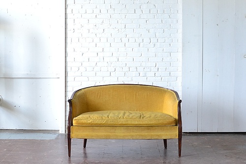 Vintage Rupert settee available for rent by Paisley & Jade 