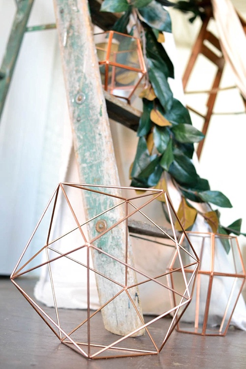 Arbor created with vintage ladders and copper decor pieces available for rent by Paisley and Jade 