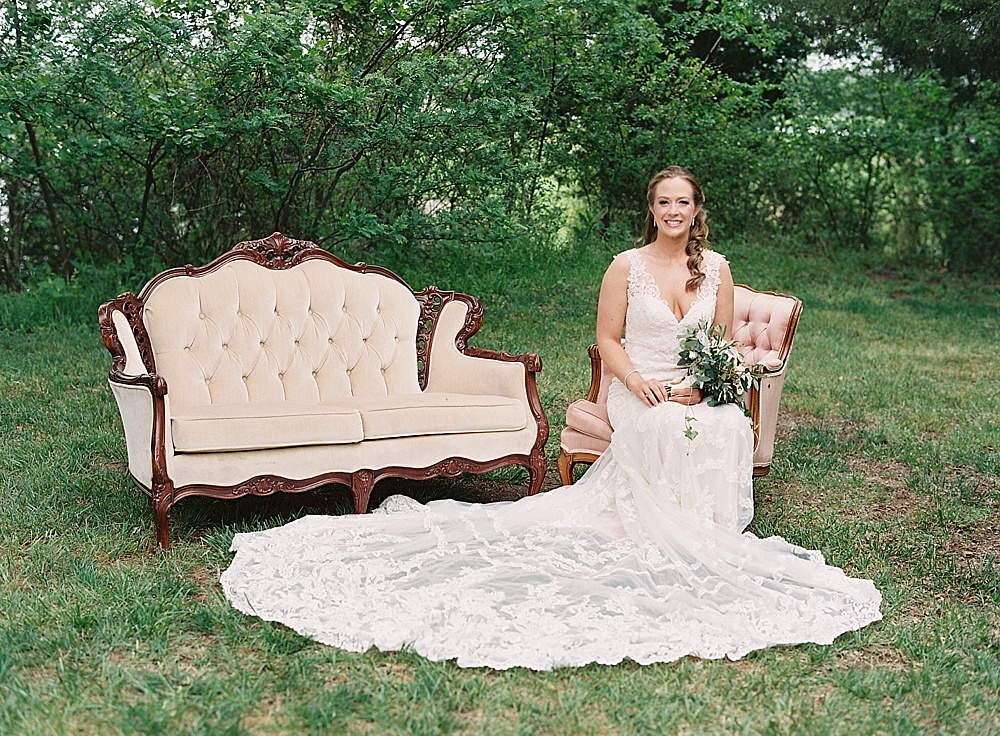 Outdoor summer wedding with vintage and specialty rentals by Paisley & Jade.
