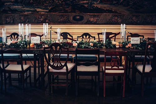 Moody and eclectic wedding at the Meridian House in Washington DC with specialty and vintage rentals by Paisley & Jade