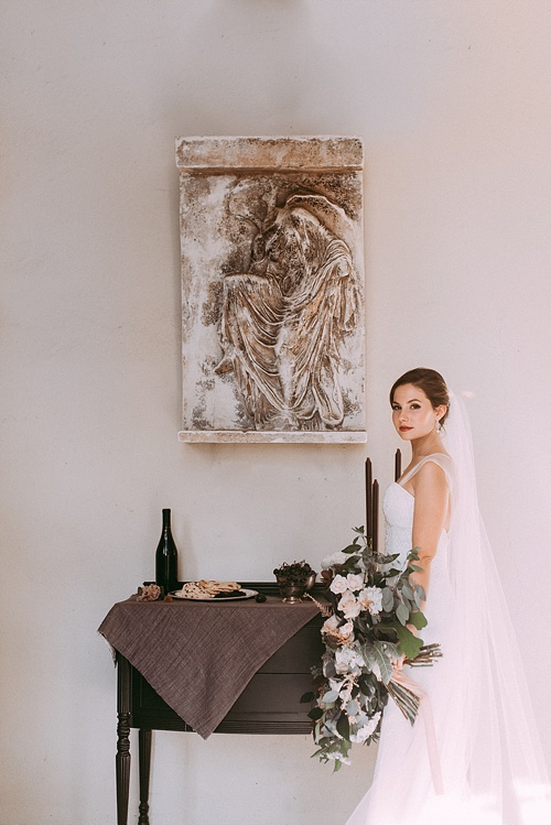 Gorgeous fine art bridal styled shoot at the Virginia House with planning by Maggie Richard Designs, photography by Alex C. Tenser and specialty and vintage rentals by Paisley & Jade.