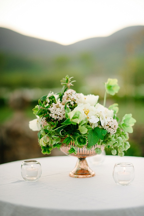 Styled shoot featuring copper urns and other specialty decor items available for rent by Paisley & Jade 