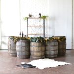 Half Moon Barrel Bar created with vintage and specialty rental times by Paisley & Jade