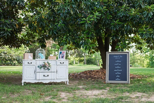 Beautiful pastel outdoor wedding at Seven Springs Farm with specialty and vintage rentals by Paisley & Jade 