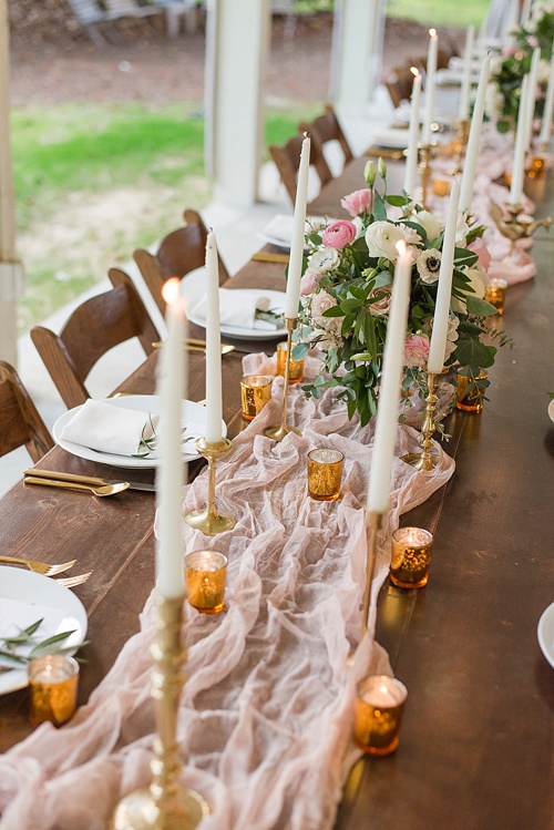 Beautiful pastel outdoor wedding at Seven Springs Farm with specialty and vintage rentals by Paisley & Jade 