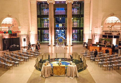 Whimsical and eclectic wedding at the Science Museum of Virginia captured by Jessica Maida Photography with specialty rentals by Paisley & Jade 