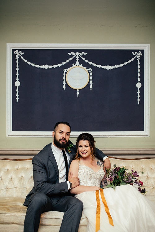 Moody wedding inspiration at The National in RVA with specialty rentals by Paisley & Jade