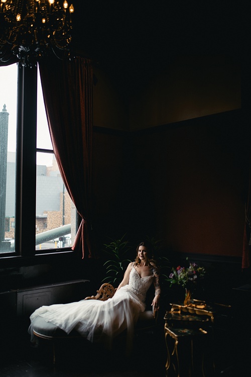 Moody wedding inspiration at The National in RVA with specialty rentals by Paisley & Jade