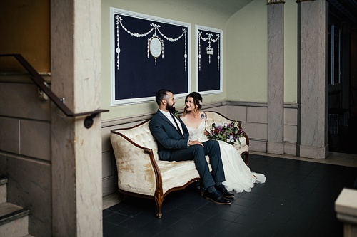 Moody wedding inspiration at The National in RVA with specialty rentals by Paisley & Jade