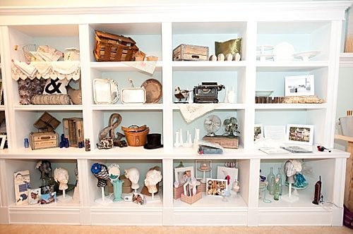 Inside of Blush on Berry, Paisley & Jade decked the shelves of their vintage and specialty rental inventory items for Richmond to see!