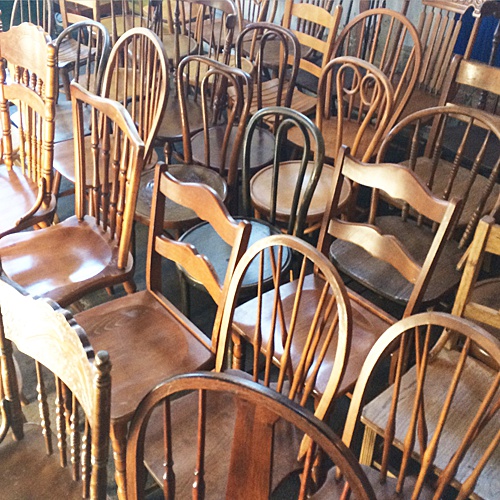 Wooden Mismatched Chairs are perfect for your wedding ceremony and reception! 