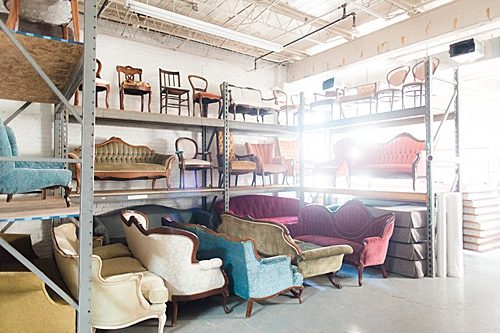 Paisley & Jade has a huge inventory of beautiful upholstered furniture and other vintage and specialty rental items!