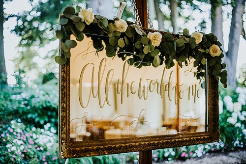 Beautiful custom hand-lettering and calligraphy for events and weddings with rental items and services provided by Paisley & Jade 