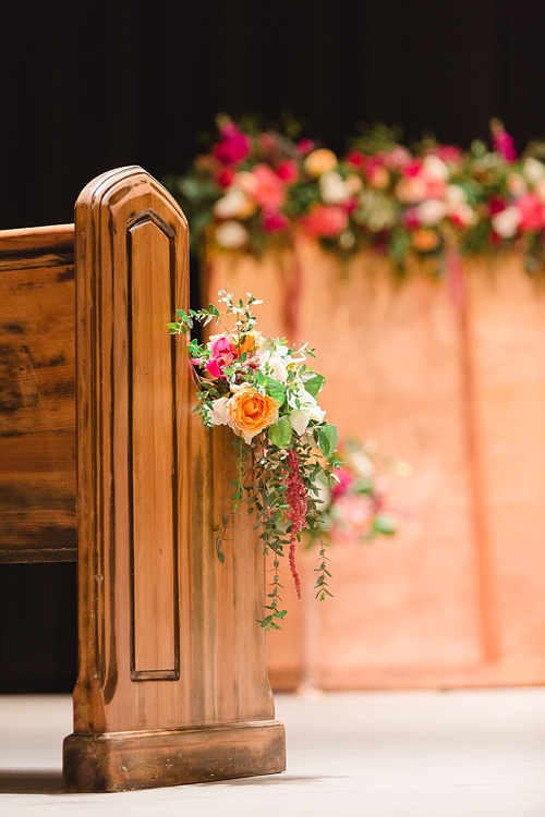 Elegant Copper Wedding Ceremony at Altria Theater in Richmond, Va with specialty rentals by Paisley & Jade 