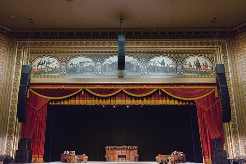 Elegant Copper Wedding Ceremony at Altria Theater in Richmond, Va with specialty rentals by Paisley & Jade 