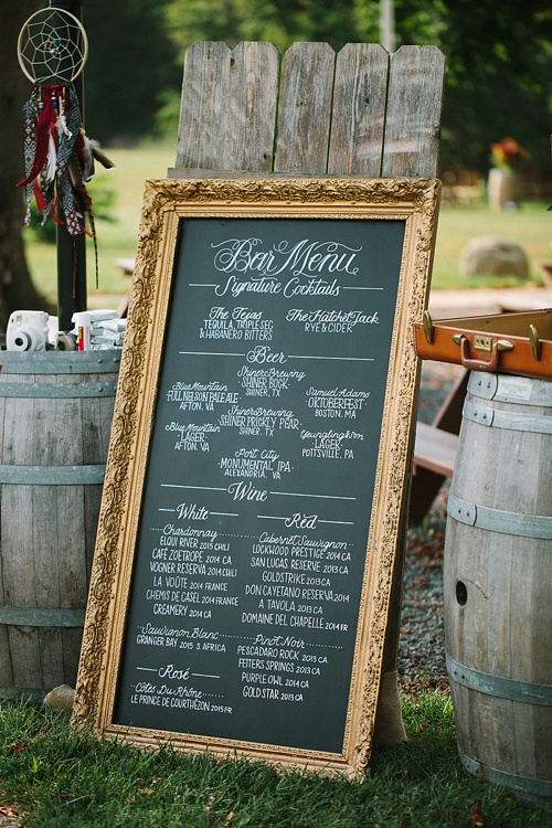 Beautiful boho-chic outdoor wedding at Blue Toad Cidery in Nelson County, Virginia with specialty rentals by Paisley & Jade 