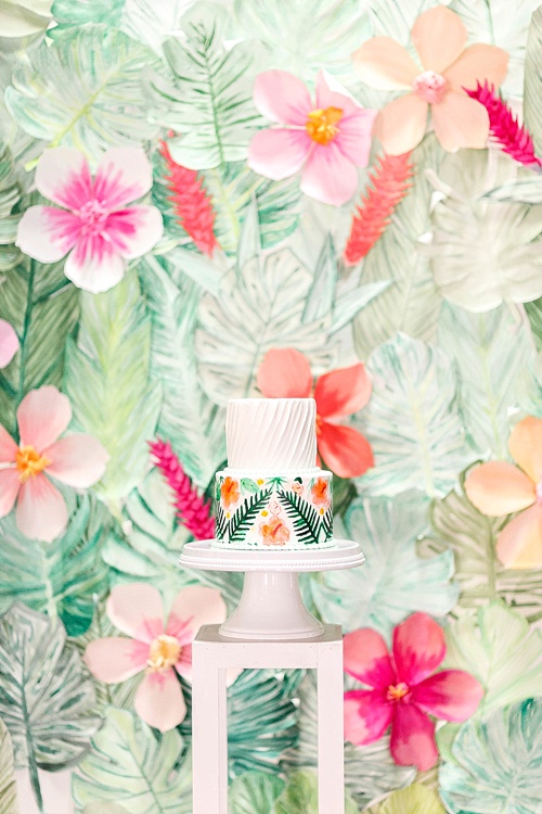 Tropical and white wedding inspiration with showroom and specialty rentals by Paisley & Jade 