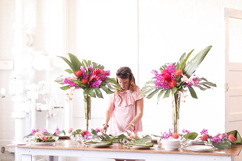 Tropical and white wedding inspiration with showroom and specialty rentals by Paisley & Jade