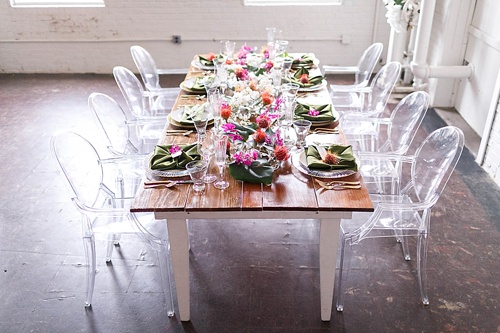 Tropical and white wedding inspiration with showroom and specialty rentals by Paisley & Jade 