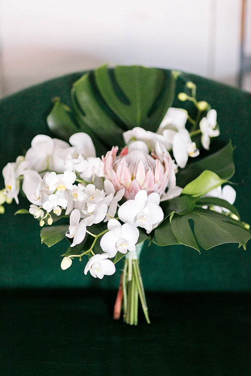 Tropical and white wedding inspiration with showroom and specialty rentals by Paisley & Jade 