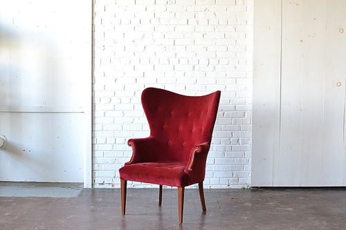Vintage upholstered seating perfect as Santa Chair props for your holiday party available for rent by Paisley & Jade