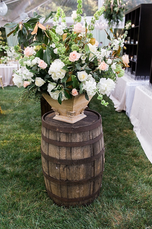 Lush and Lovely wedding reception at a private residence in Virginia with vintage and specialty rentals by Paisley & Jade