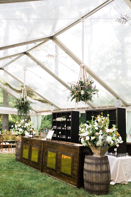 Lush and Lovely wedding reception at a private residence in Virginia with vintage and specialty rentals by Paisley & Jade