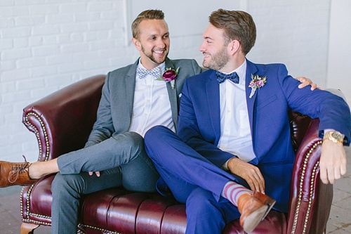 Gorgeous styled shoot with two handsome grooms at Highpoint and Moore with space, vintage and specialty rentals by Paisley and Jade 