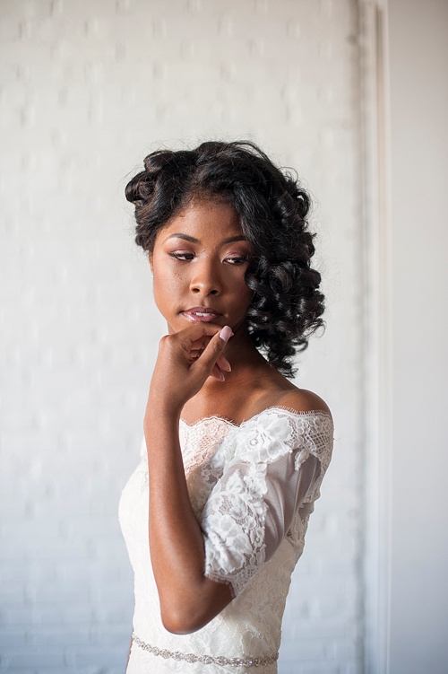 Breathtaking bridal portrait session by IYQ photography in the showroom at Highpoint and Moore with space and prop rentals by Paisley & Jade