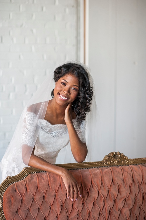 Breathtaking bridal portrait session by IYQ photography in the showroom at Highpoint and Moore with space and prop rentals by Paisley & Jade