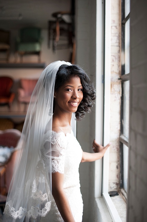 Breathtaking bridal portrait session by IYQ photography in the showroom at Highpoint and Moore with space and prop rentals by Paisley & Jade