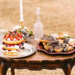 Gorgeous styled dessert display at a shoot by Laura Ashley Photography with specialty and vintage rentals by Paisley and Jade