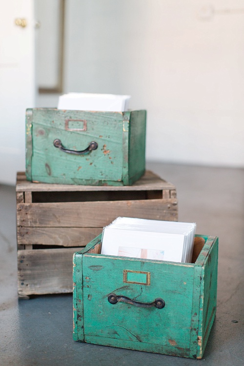 Vintage Wooden Crates used in events - all part of the extensive specialty and prop rental inventory of Paisley & Jade 