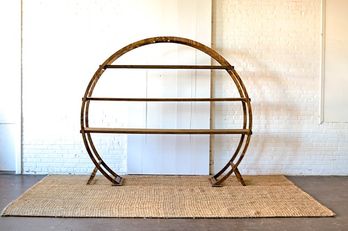 Our round wooden arbor designed and styled in three unique vignettes - all pieces available to rent for your event by Paisley & Jade 